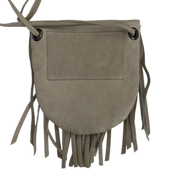 Cut N Paste Free People Small Beige Leather Purse Bag With Fringe Crossbody‎ - Picture 3 of 8